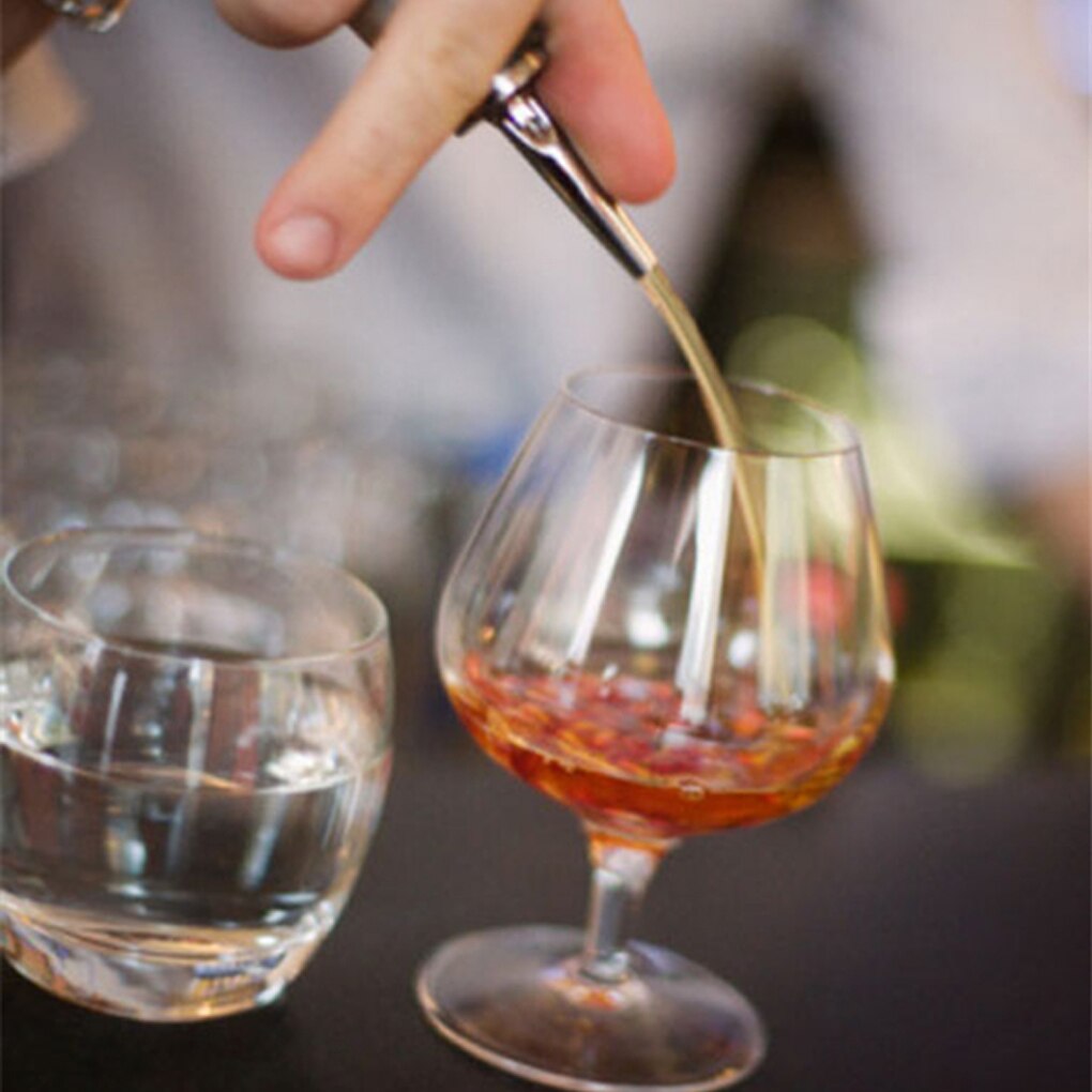 2pcs Stainless steel wine Olive Oil Pourer Dispenser Spout Glass Bottle Pourer Black