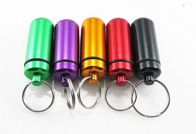 10pcs/lot Micro 6 colors Pill box case Cache Container Geocache Geocaching Key rings keychain holder