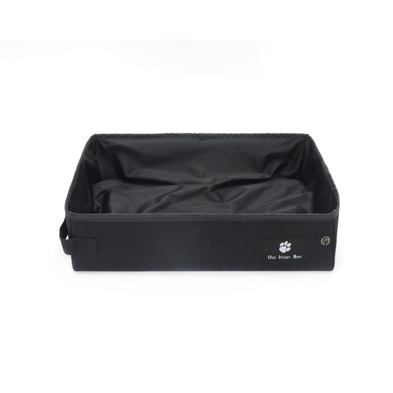 Idyllife Cat Bedpans Oxford Cloth Folding Litter Box Outdoor Basin for Kittens Waterproof Toilet Pet Supply Sandbox Cleaning: Black / 40x30x10cm