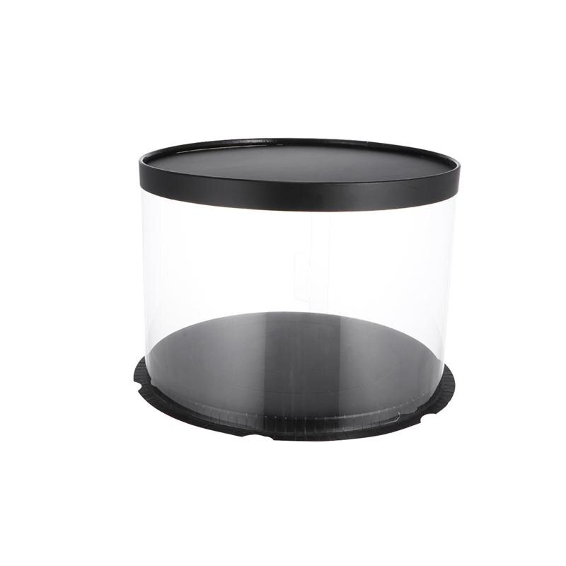 Transparante Ronde Taartdoos Dessert Verpakking Dozen Stofdicht Opbergdoos Organizer Verjaardag Bruiloft Cadeau Cajas De Regalo: Black / Single layer 8inch