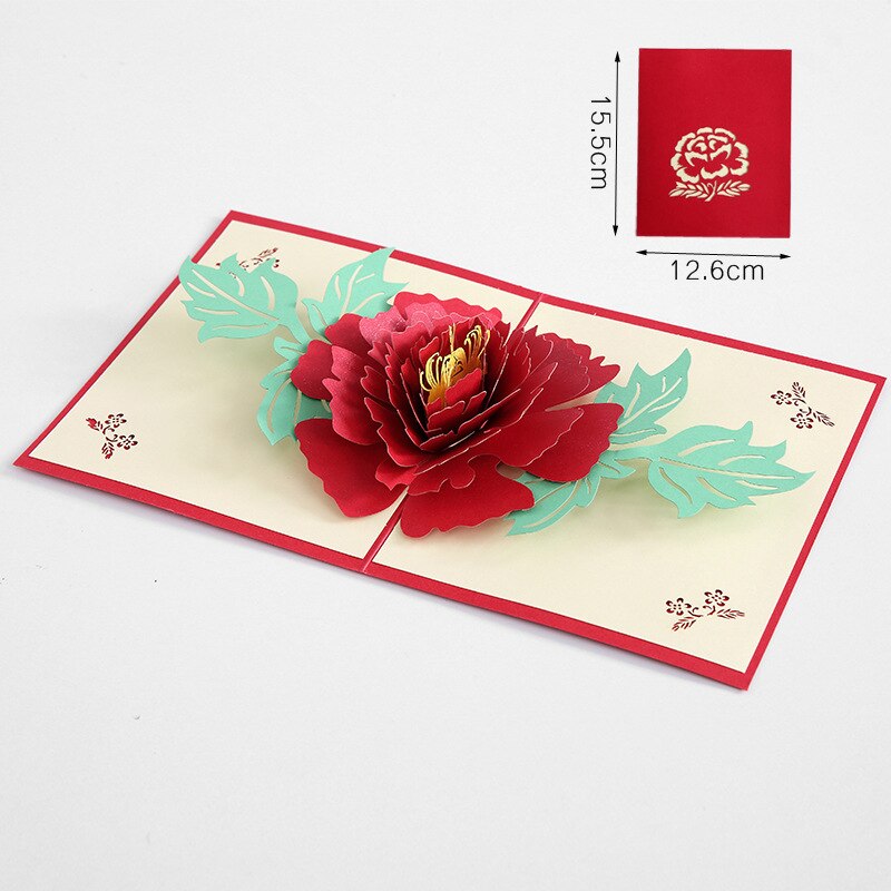 Cartes Pop-Up en 3D, d'anniversaire, fleurs, carte postale, érable, cerisier, cartes d'invitation de mariage, cartes de vœux: 08