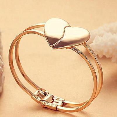 Crystal Charm Hart Bangle Gold Kleur Liefde Armbanden Armbanden voor Vrouwen Manchet Armbanden