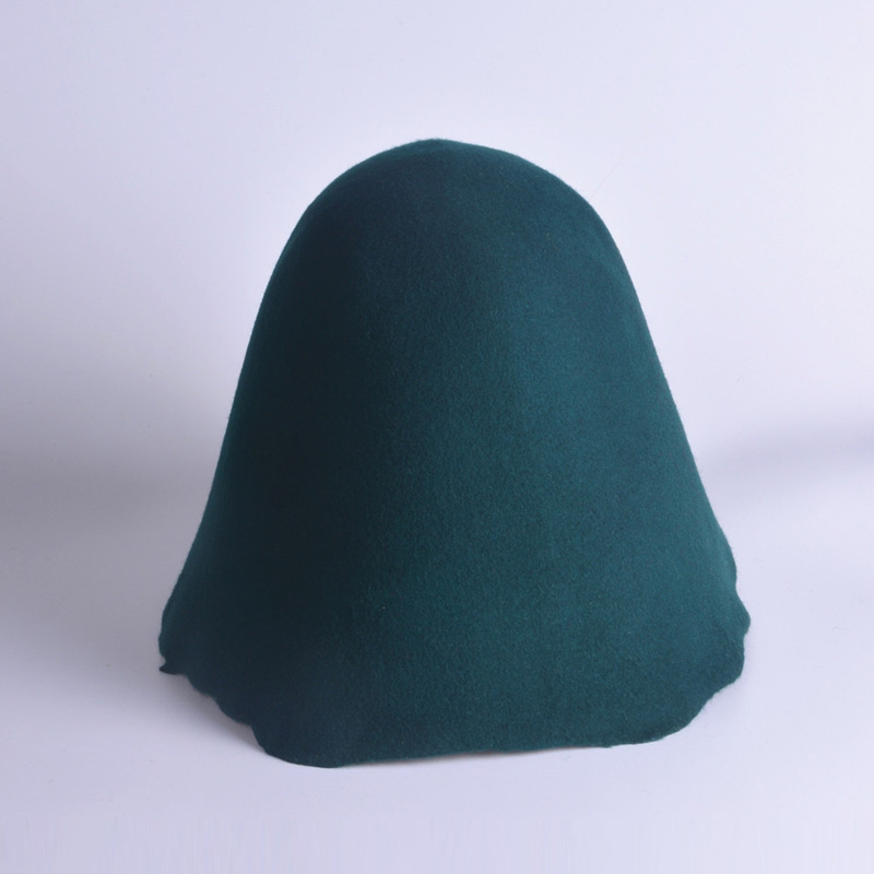 Classical Women Cloche Bucket Felt Hat Autumn Winter Wool Felt Cone Cloche Hood Millinery Craft Hats Fascinators Block Base Body: Dark Green