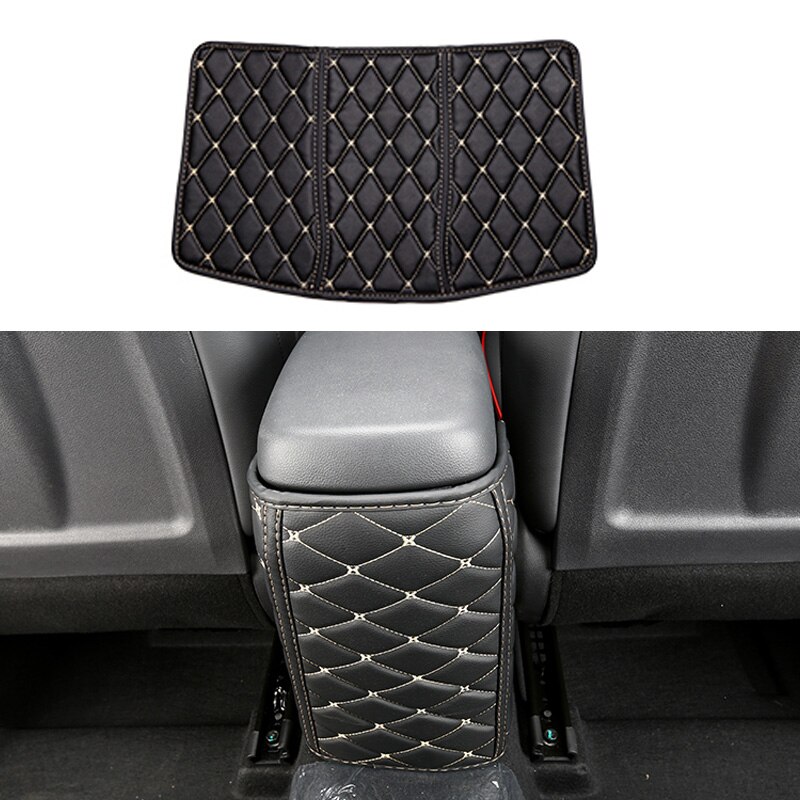 Vtear Voor Hyundai Kona Accessoires Encino Auto Armsteun Anti-Kick Pad Lederen Beschermhoes Auto Anti-Vuil mat: Black