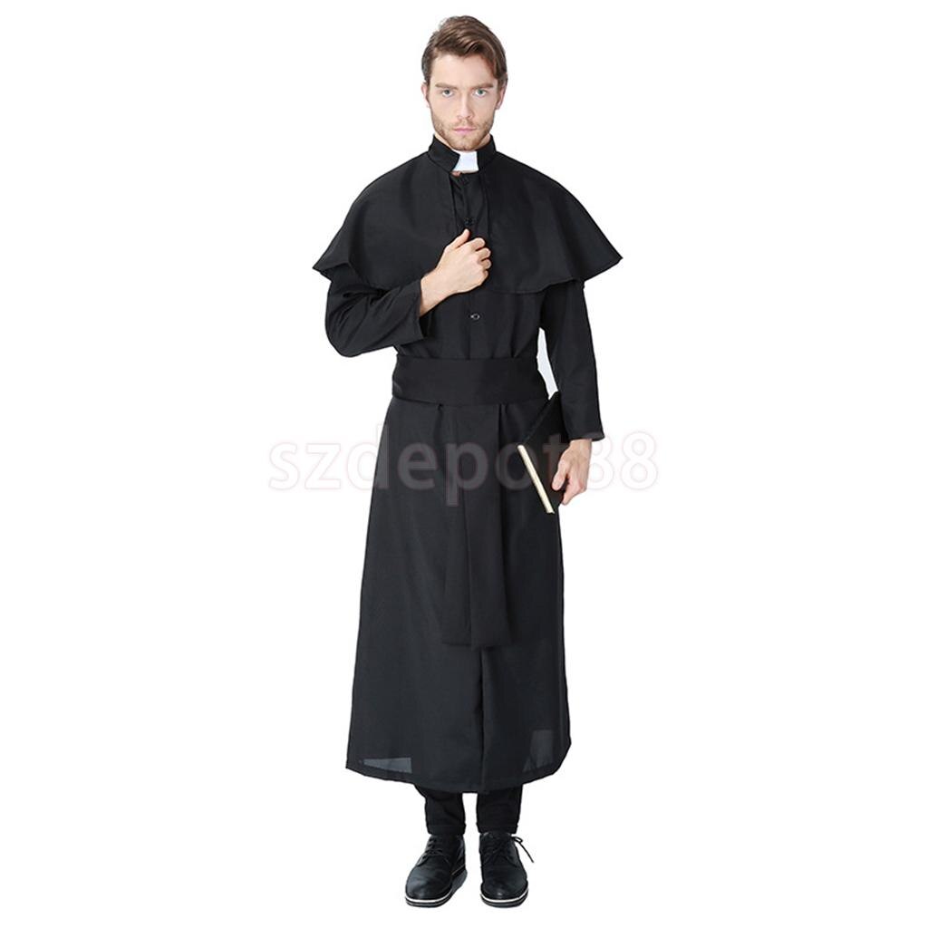 Halloween cosplay de sacerdote traje mujeres hombres capa Iglesia padre Vicar traje religioso Missionary Set Stag Night Suit