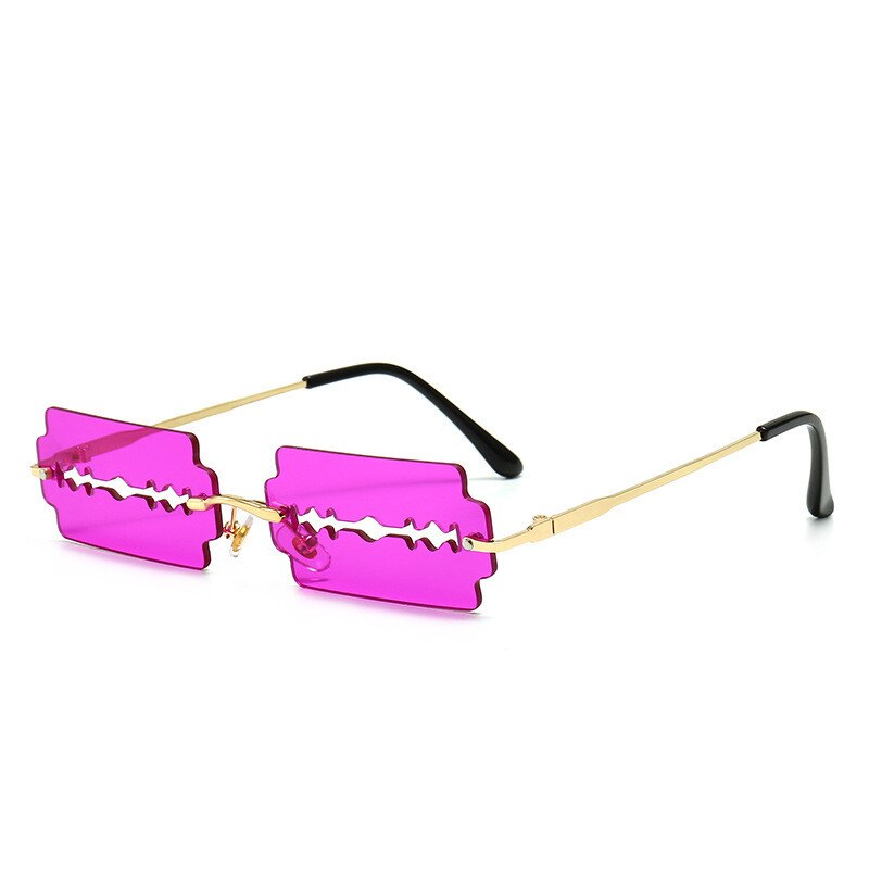 Rimless Sunglasses Women Vintage Unique HollowFishing Sunglasses Eyewear Men Frameless Punk Glasses Shades UV400 Driver Goggles: Purple