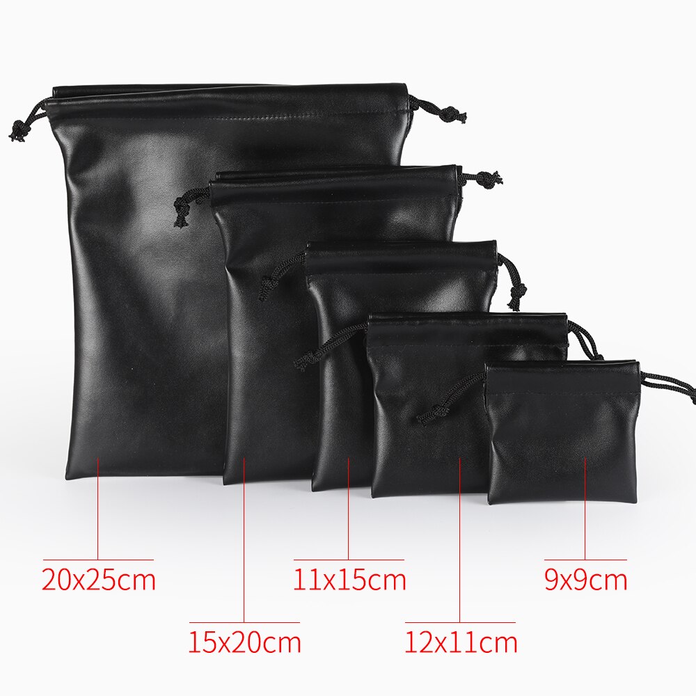 1pc 7x8, 9x9, 12x11, 11x15, 15x20, 21x25cm Drawstring PU Leather Bags Jewellery Pouches Packing Pouch Storage Bag
