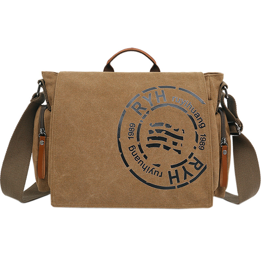 Aktetassen met grote capaciteit Heren reistassen Canvas bedrukte weekendschoudertassen Multifunctionele Messenger Flap Bags
