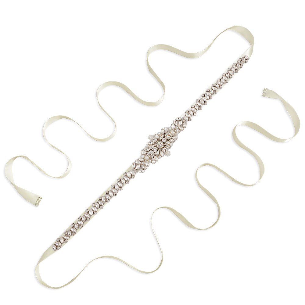 Trixy  s350 luxe bruidsgordel met strass steentjes, kristallinten, bruidsgordels, bruidsmeisjesjurken, accessoires: Ivoor