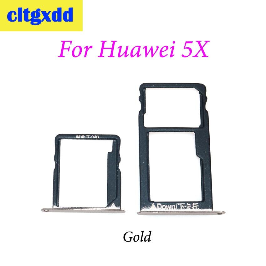 cltgxdd SIM Card Tray + Nano SIM & Micro SD For Huawei Honor 5C 5X 6X SIM Card Reader Tray Holder Slot Replacement Parts: For Huawei 5X Gold