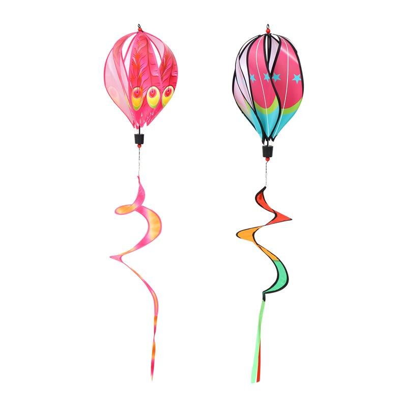 1/3/2Pcs Wind Chimes Rainbow Air Balloon Wind Spinner Rotating Sequins Windmill Wind Twister Hanging Decoration Random Color: 2Pcs Star Peacock