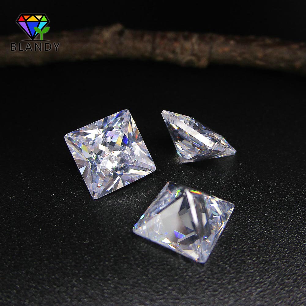 50pcs/lot 1.5*1.5mm~5*5mm Loose CZ Stone Square Cut 5A Grade White Cubic Zirconia Stone Synthetic Gems For Jewelry