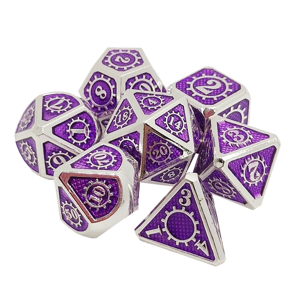 7 stuks/pak meerzijdige zinklegering dobbelstenen voor dragon scales d&d rpg bordspellen: 10