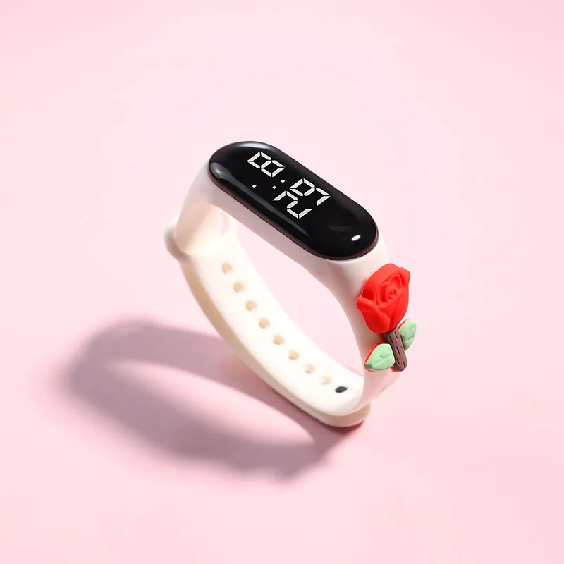 Reloj Digital de para niños, relojes deportivos de silicona, relojes electrónicos para niñas, reloj de pulsera Led de dibujos animados para niños: Marrón
