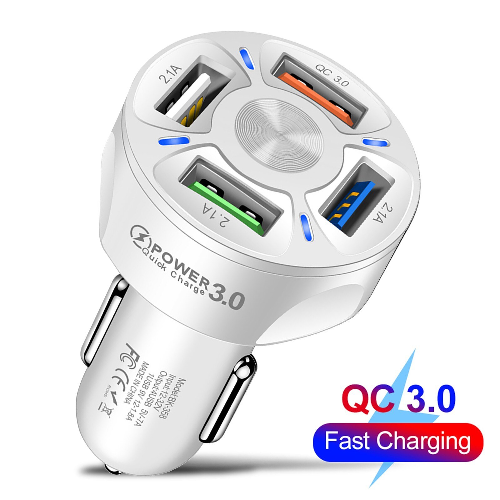 Chargeur de voiture USB QC 3.0 Adaptateur Allume-cigare LED Voltmètre De Voiture Universel Chargeur Rapide Adaptateur 3A 4USB Port