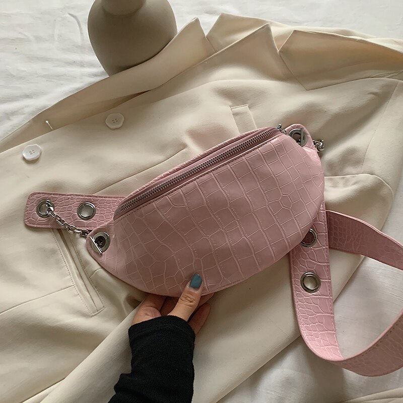 Kleine Steen Patroon Pu Lederen Crossbody Tassen Voor Vrouwen Zomer Mode Schouder Handtassen Vrouwelijke Reizen Cross Body Bag: Roze