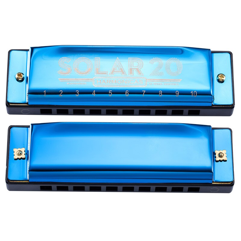 KONGSHENG Diatonic Harmonica - 10 Holes Blues Harp - Key of C - Brass Reeds - Beginner Instrument: Light Green