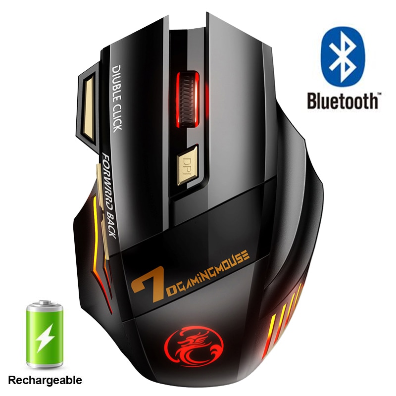 Oppladbar trådløs mus bluetooth gamer gaming mus datamaskin ergonomisk mus med bakgrunnsbelysning rgb stille mus for bærbar pc