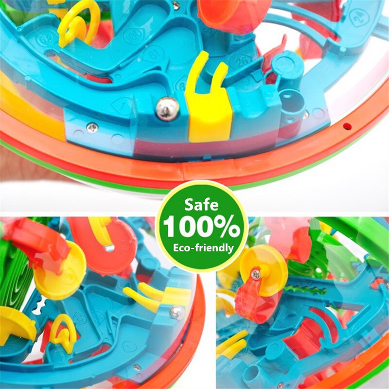 Boule de puzzle 3D, 100 étapes, boule d'intellect magique, sphère labyrinthe, jouets obstacles, test du cerveau, entraînement de l'équilibre
