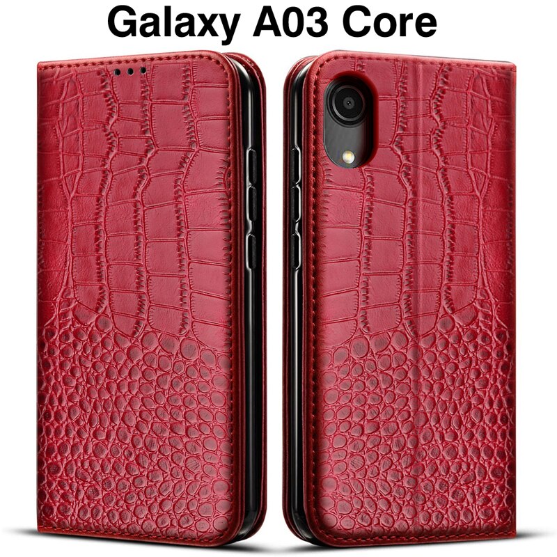 Custodia in pelle Flip book di lusso per Samsung Galaxy A03 Core Cover custodia Samsung A03 Core per Galaxy A 03 Core Cover morbida in TPU: Red