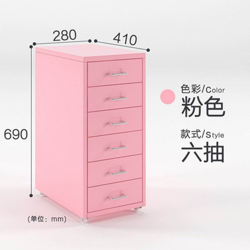 6 Drawer Nordic Simplicity Retro Nostalgic Style Bedside Table Drawers Bedroom Nightstand Steel Bed side Tables: Pink