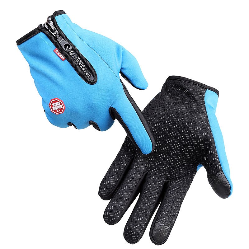 winter Fishing Gloves Full Finger neve Neoprene Breathable Waterproof Leather Warm ICE Fitness Carp fish tool surfcasting: Blue / S
