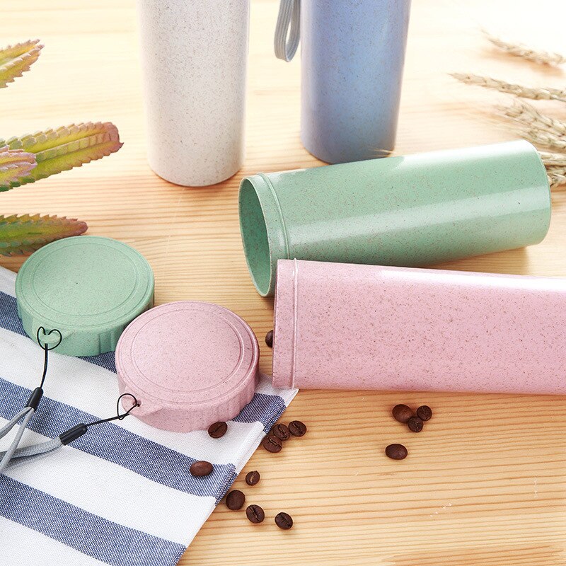 340Ml Draagbare Waterfles Lekvrije Reizen Kantoor Koffie Thee Water Fles Stro Tarwe Plastic Water waterkoker