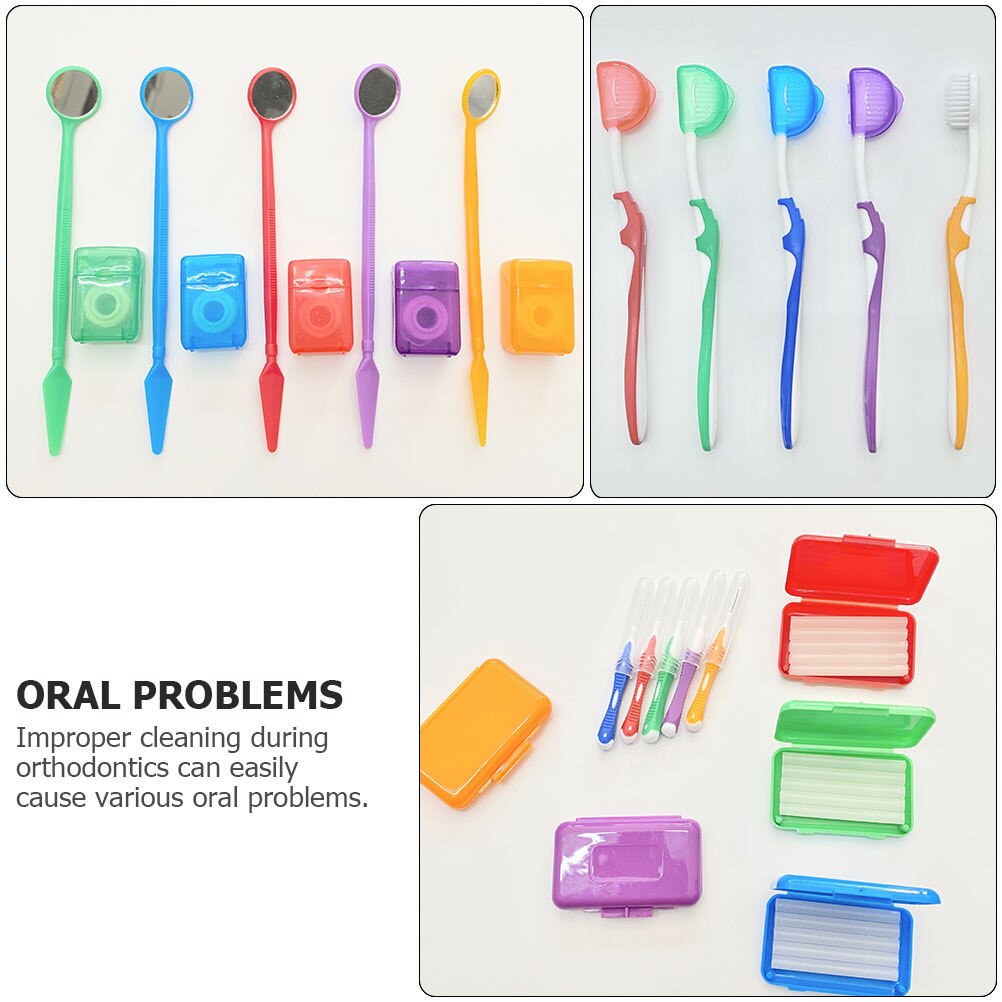 Juego de cepillos de dientes profesionales de ortodoncia, Kit de herramientas de cuidado bucal, Interdental, 3 juegos