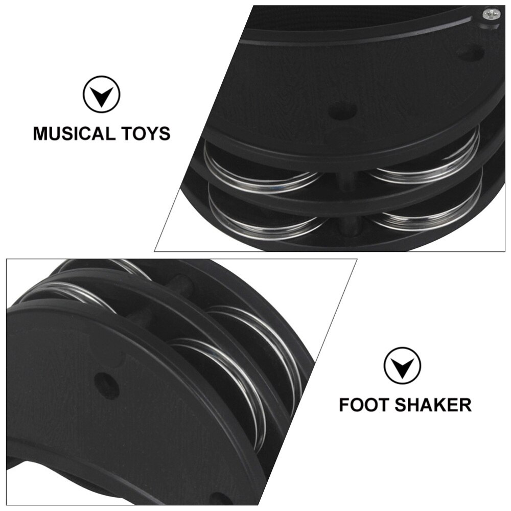 Foot Tambourine Foot Percussion Stainless Steel Jingles Foot Shaker (Black)