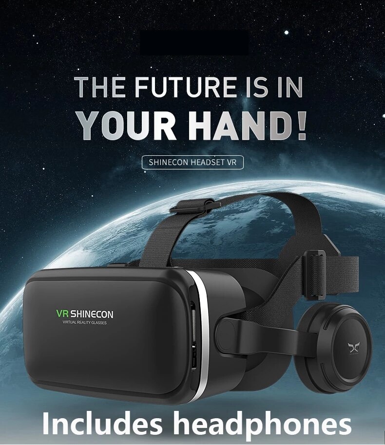 VR Shinecon-Gafas de realidad Virtual 3D para casco de teléfono inteligente, gafas VR, auriculares, prismáticos para videojuegos