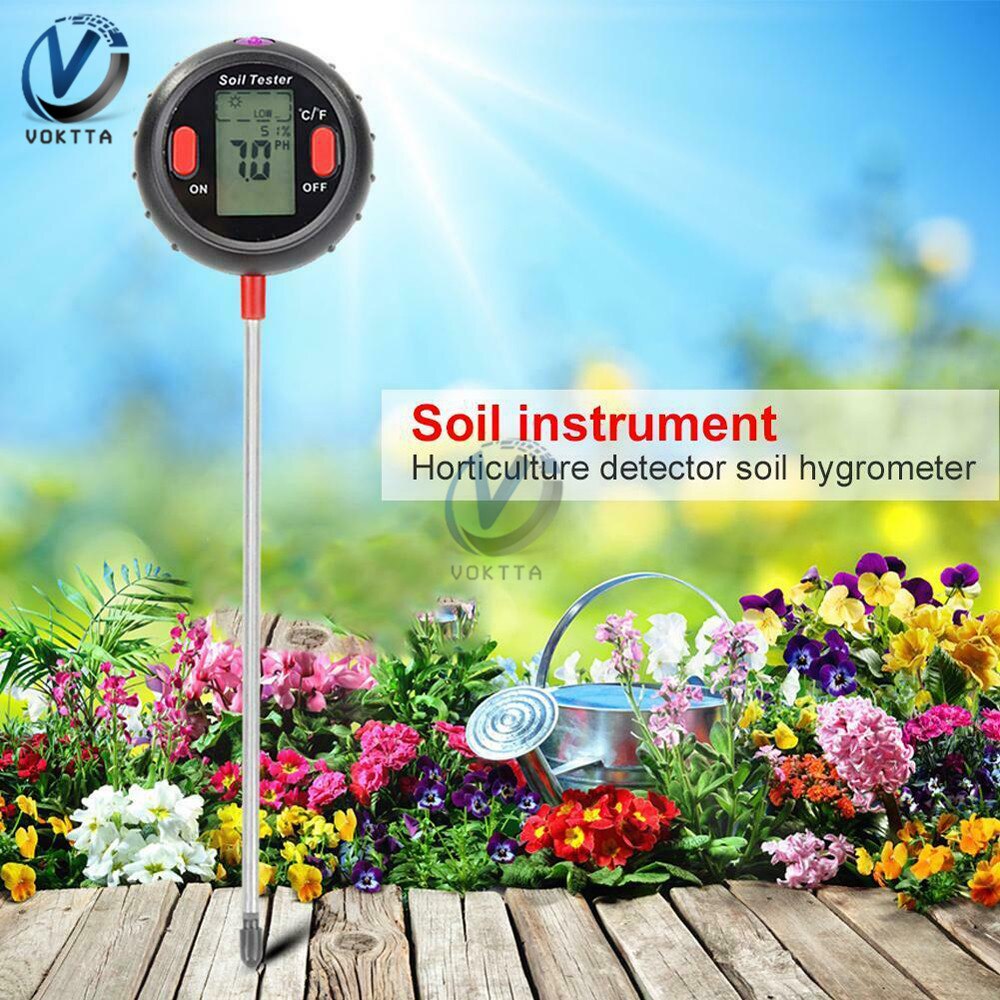 Comprobador de PH del suelo multifuncional, medición de la intensidad de la luz solar y la temperatura del Medidor de PH Digital, 3/4/5 en 1, para plantas de jardín: 5 in 1