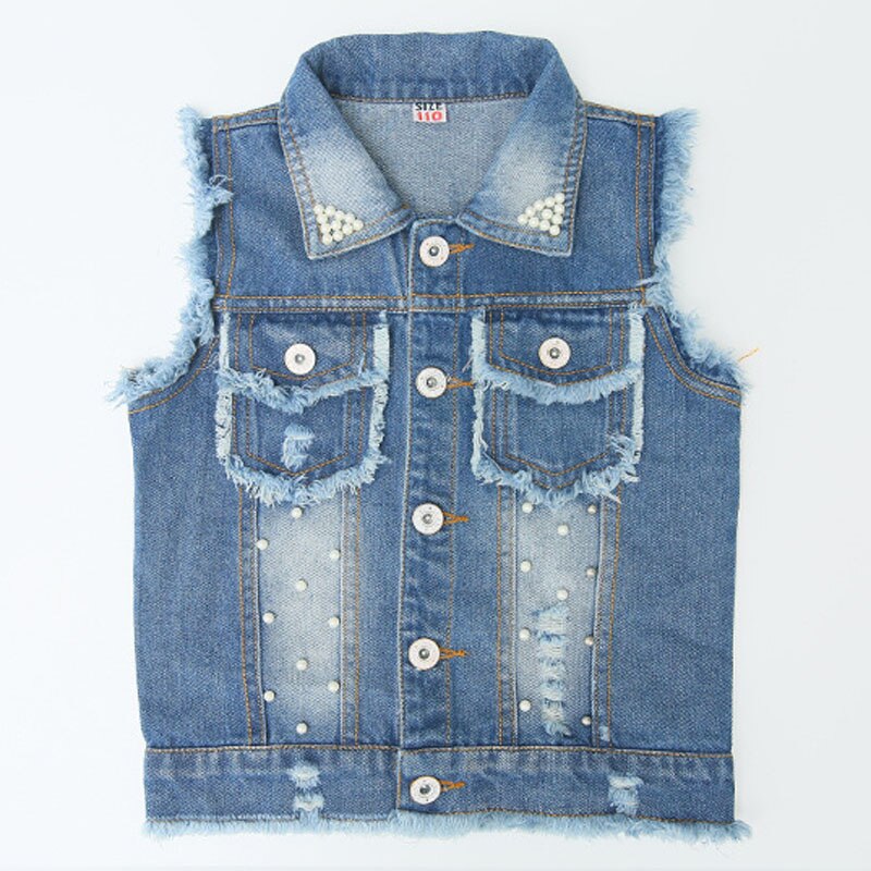 Meisjes Denim Vest 3-13Y Kids Cowboy Vest Mouwloze Jean Jassen Kinderen Bovenkleding Lente Zomer Kleding