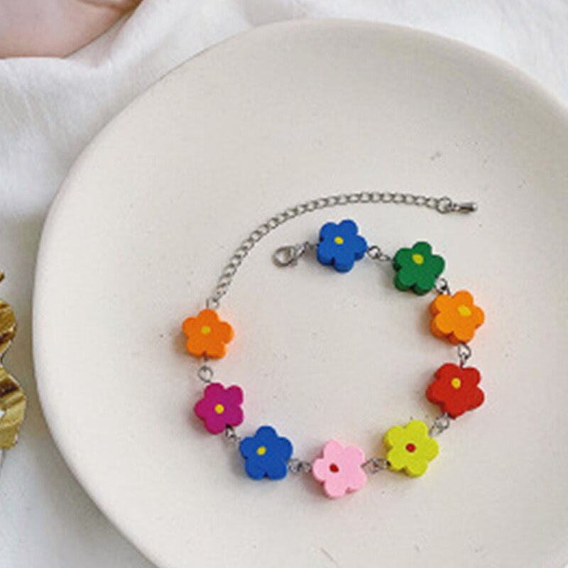 HUANZHI Cute Gummy Bear Colorful Sweet Lovely Bracelet Cool Long Chain Alloy Metal Line Necklace for Women Jewelry Party: 4  bracelet