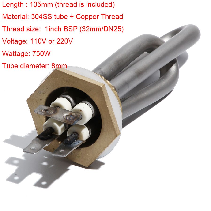 DN25 (32mm) 1 Inch BSP Stainless Steel Water Dispenser Heating Element 500W/700W/750W: 220V / 750W