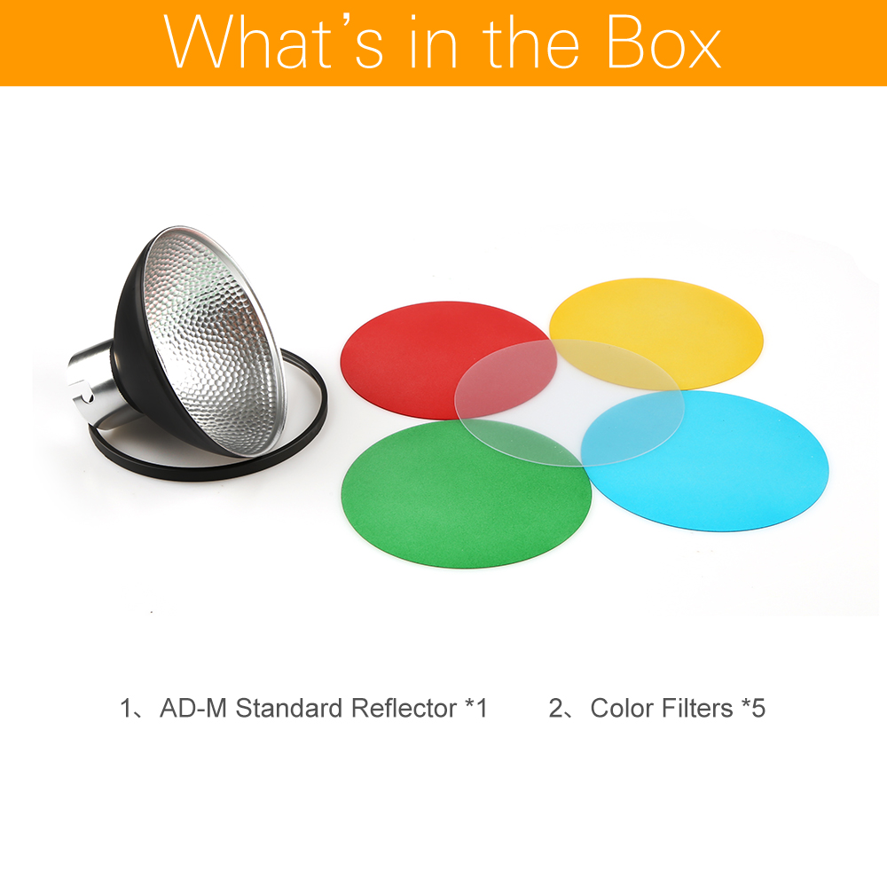 Godox AD-M plat de beauté réflecteur Standard avec 5 filtres de couleur diffuseur souple pour Godox AD200 AD180 AD360 AD360II flashs de caméra