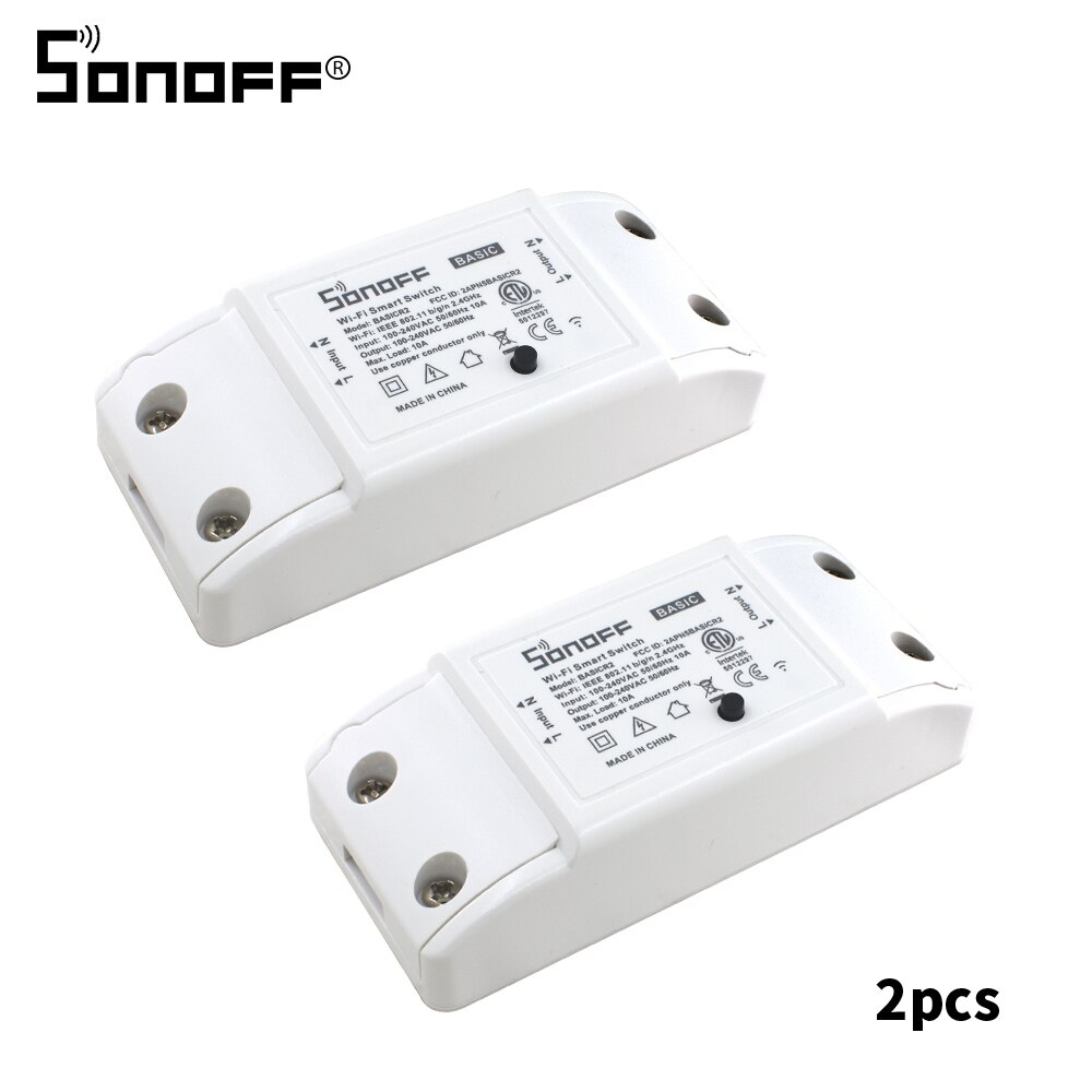 1/2/3/5/6/8/10PCS SONOFF Basic R2 DIY Wifi Switch 10A Wireless Remote Smart Switch Light AC 90-250V Smart Home Automation Module: 2pcs SONOFF BasicR2