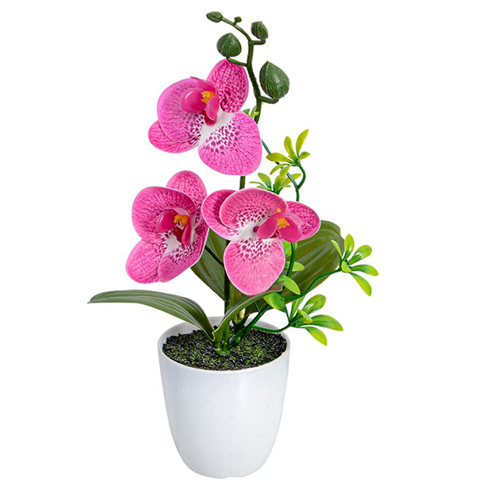 Fleur d'orchidée artificielle, fausses plantes d'orchidées, Phalaenopsis bonsaï, en pot pour l'extérieur et l'intérieur, pour le bureau, la maison, la fête de mariage, décoration intérieure: Beige