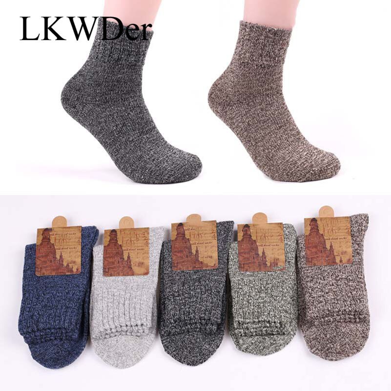 Lkwder 5 par/parti witner mænd sokker tykke varme uld sokker vintage jule sokker farverige sok meias calcetines hombre