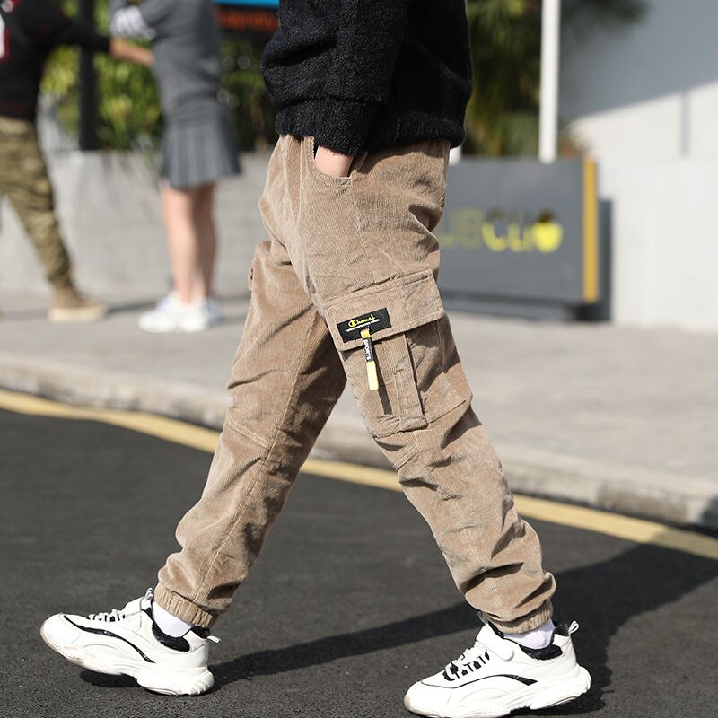 Nastolatki chłopięce spodnie bawełniane koreańskie spodnie na co dzień dzieci zimowe grube spodnie dla chłopców 4 5 6 8 10 12 lat jesienne ubrania dla dzieci chłopców