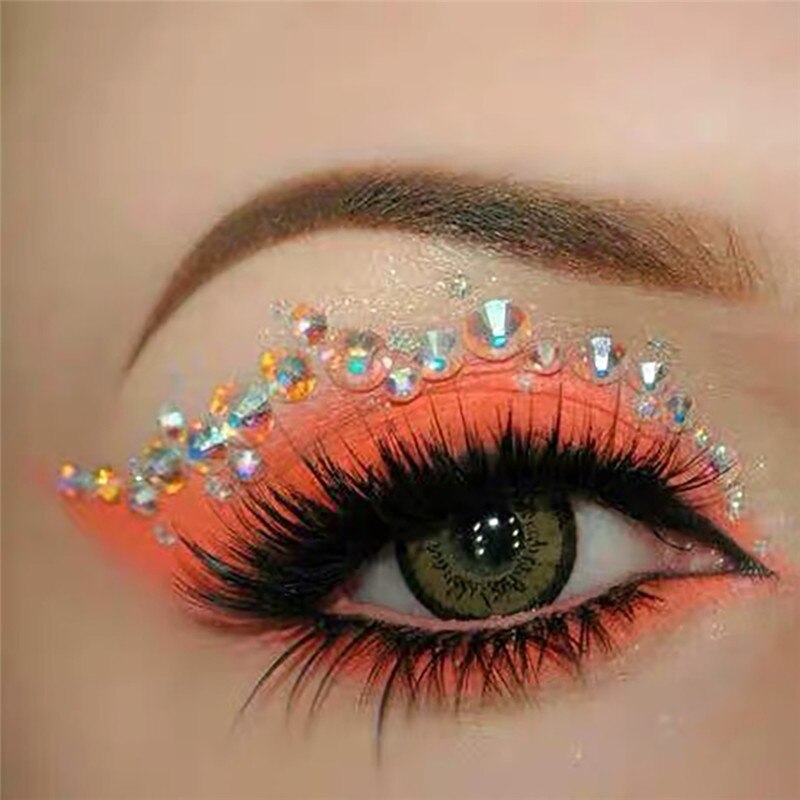 Tatuaje de diamante para mujer, delineador de ojos, sombra de ojos, pegatina facial, joya, maquillaje de ojos de cristal