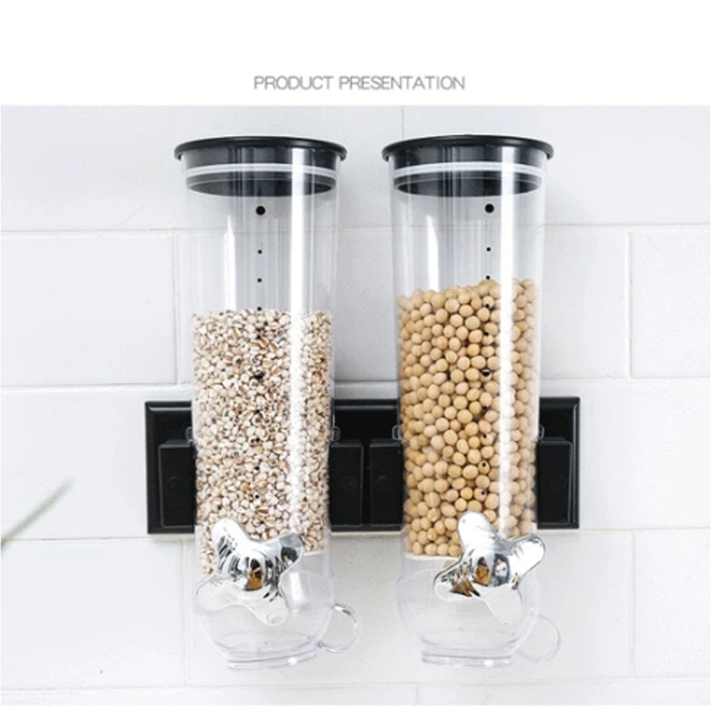 Cereal Dispenser Double Single Dry Food Snack Grain Canister Plastic Storage Container Wall Hanging Home Organizer Tanks