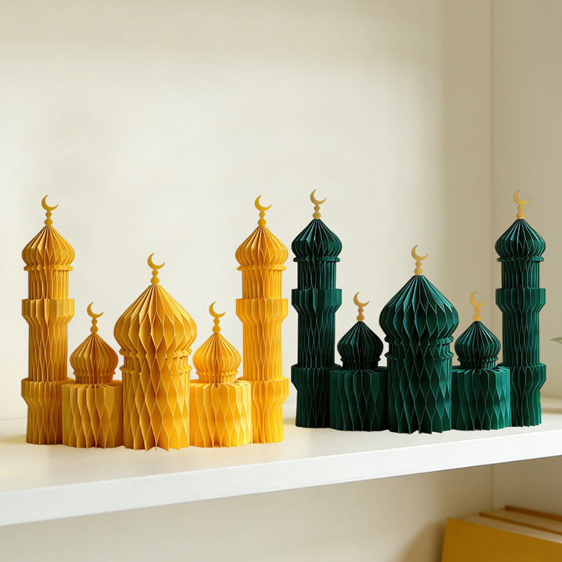 Ramadan eid al-fitr papir honeycomb ornamenter ramadan dekorasjoner måne stjerner skrivebordsarbeid islamsk hjemmedekor eid borddekor