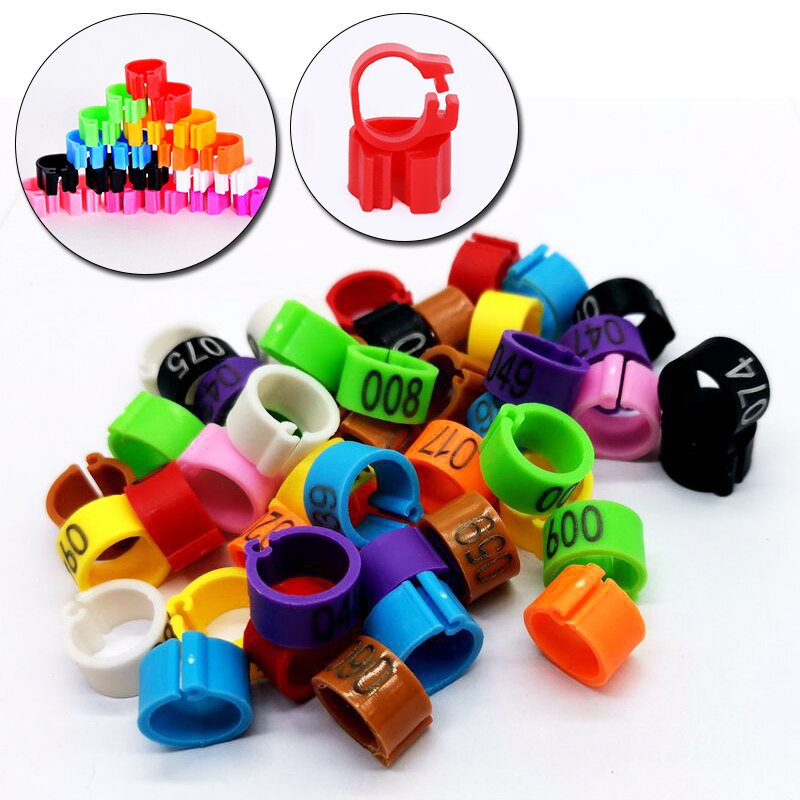 No.001 ~ 100 Vogels Voeten Clip Ringen Binnendiameter 8Mm Breedte 5Mm 100Pcs Plastic Ring Duif Duif kwartel Voet Ring Dier Carrier