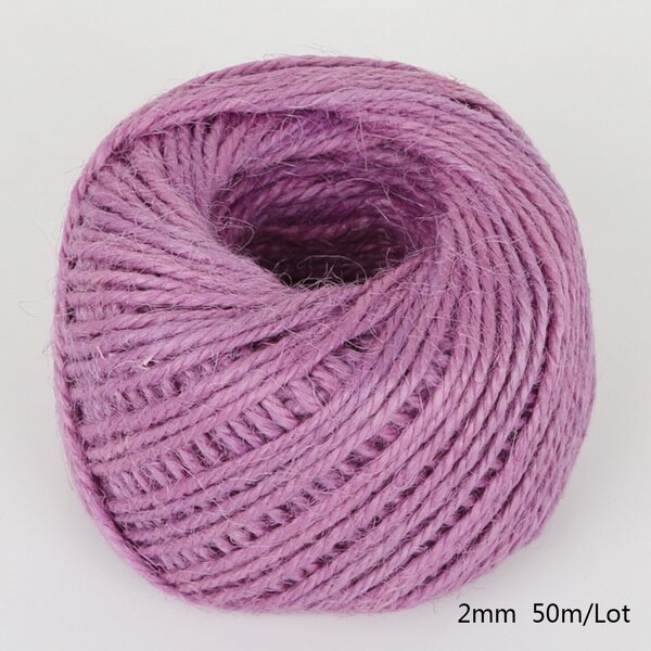 50Meters Multi Colors Natural Burlap Hessian Jute Twine Cord Hemp Rope String 2mm Box String Cord Wedding Tags Decoration: Light Purple