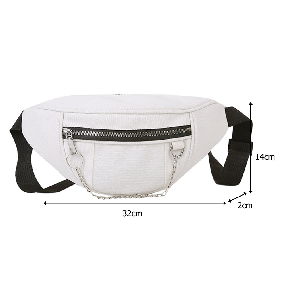 Casual Straat Borst Tassen Vrouwen Effen Kleur Riem Fanny Pouch Keten Rits Vrouwelijke Meisje Dagelijks Reizen Crossbody Schouder Pak Dames