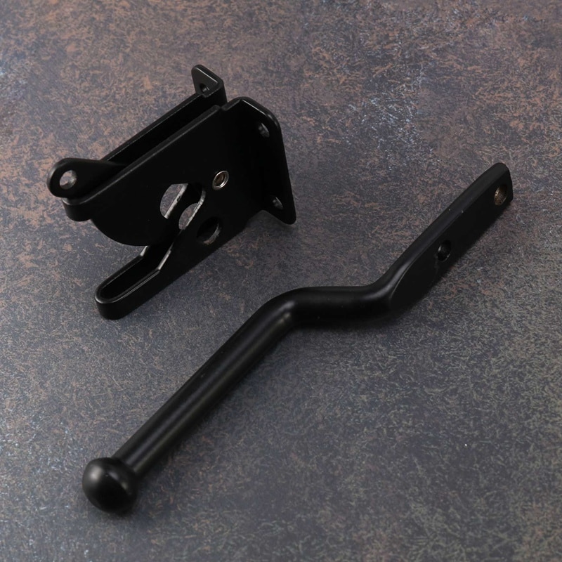 Self Locking Gate Latch Automatic Gravity Lever Fence Gate Lock for Wood Fence Gate Door Latches Steel Black
