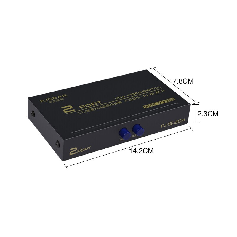 2 Port HD VGA Switch LCD Monitor KVM Switcher 2 to 1 Selector Box 2 in 1Out Vga Sharer Splitter For Computer FJ-15-2CH