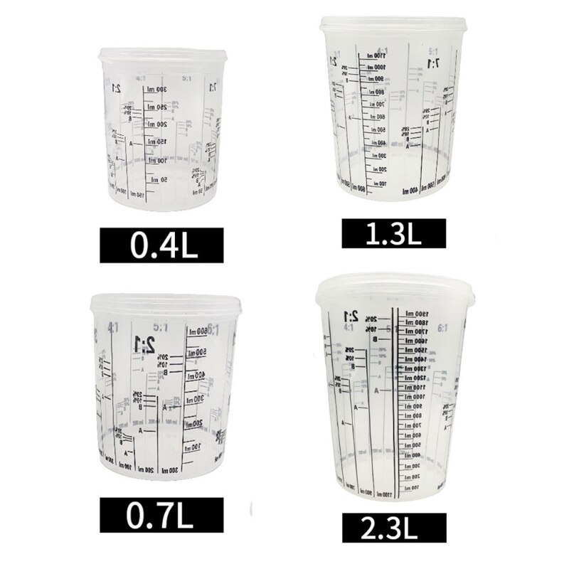 5Pcs Wegwerp Afgestudeerd Clear Plastic Verf Mengen Cups Gekalibreerd Mengverhoudingen Measuing Cups Voor Verf Hars Gereedschap