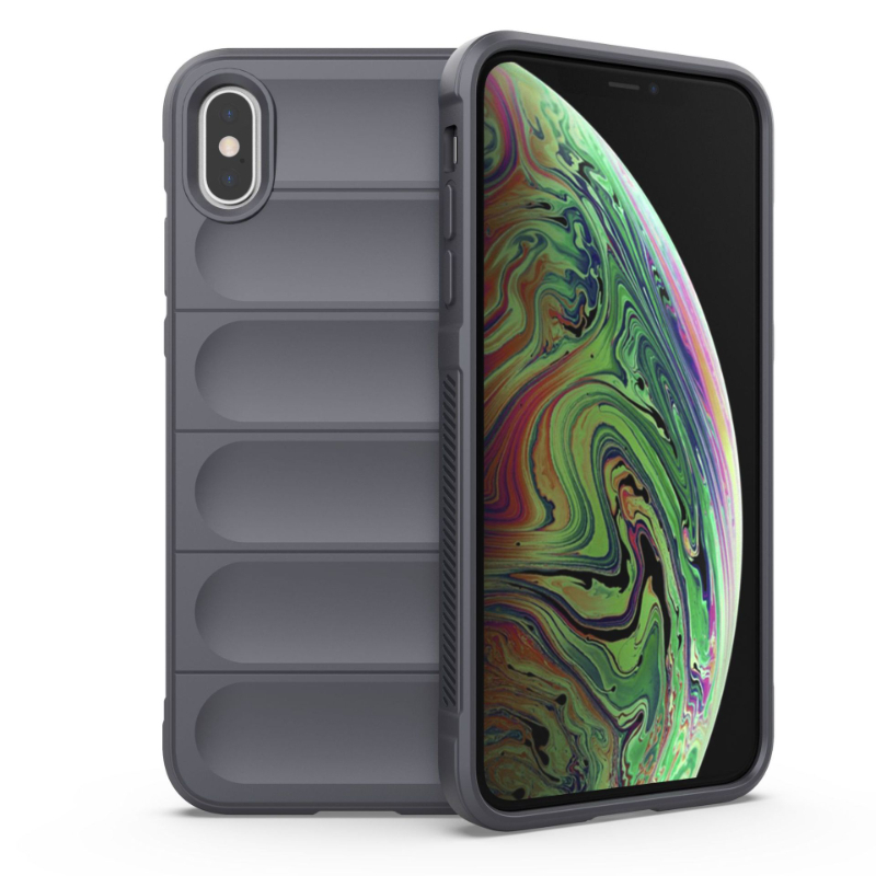 Funda para iPhone X XR XS Max, Funda trasera a prueba de golpes, Fundas de teléfono con armadura, Funda anticaída de silicona líquida: Lona / Gris oscuro