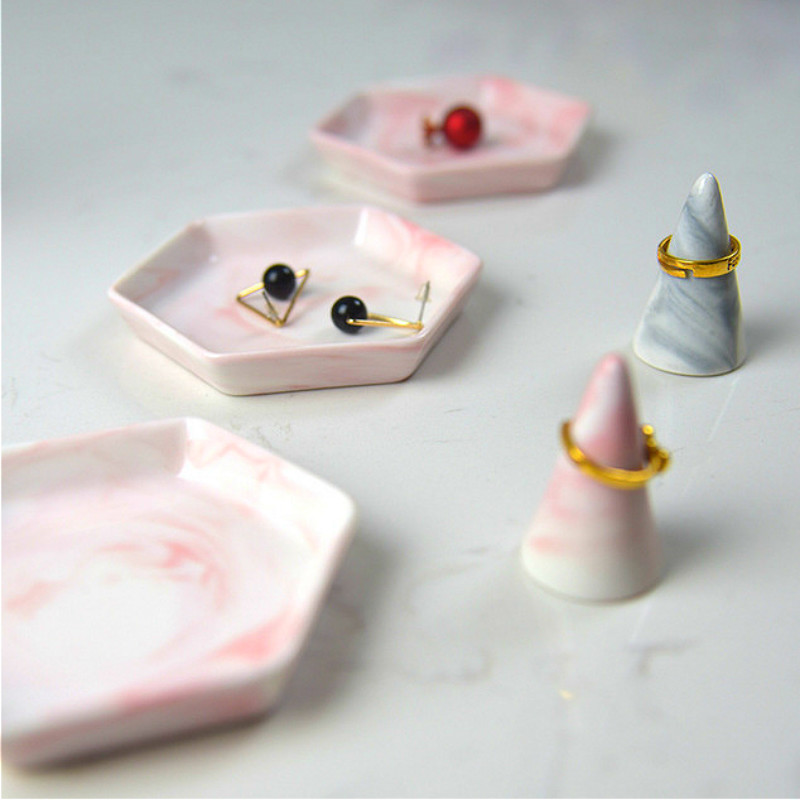 nordycki marmurowe tace robić przechowywania biżuteria ceramiczna taca łazienka kredens płyta kolczyki pierścień patera perfumy zdjęcie rekwizyty robić wystroju